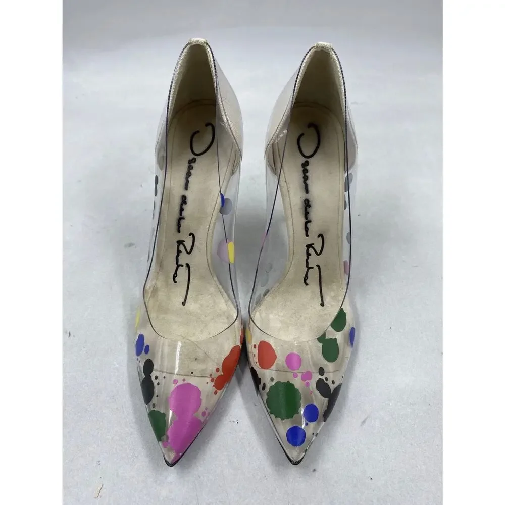 Oscar de la Renta LIMITED EDITION Paint Splatter PVC Mariacarla Pumps Sz. 41